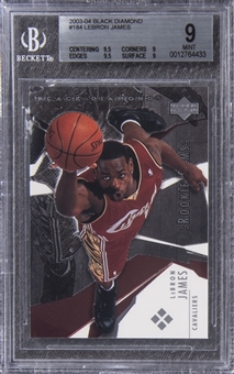 2003-04 Upper Deck Black Diamond #184 LeBron James Rookie Card - BGS MINT 9